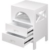 White Nightstand with Drawers, Nightstand with USB Ports + LED Light, End Table with Charging Station- for Bedroom Living Room Sofa Office - 2 of 4