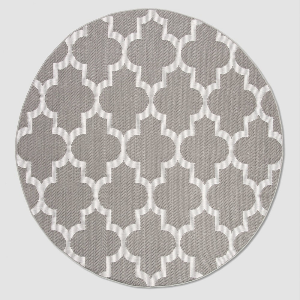 Rafaela 6'7in Round Outdoor Rug Gray/Ivory - Safavieh