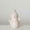 6"H and 7.5"H Sullivans LED Porcelain Snowmen - Set of 2, White - 3 of 4