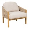 Outdoor Club Chairs Wood Style, Acacia Frame Lounge Chair with Rope and Cushion for Patio or Garden-Maison Boucle - 2 of 4