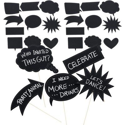 Juvale 60-Pack Writable Chalkboard Photo Booth Props for Weddings and Parties, Assorted