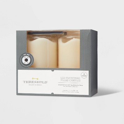2pk 5" x 3" LED Flickering Flame Candle Cream - Threshold™