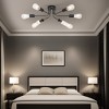 Modern Sputnik Chandelier 6 Light Semi Flush Mount Ceiling Lighting Cotemporary Industrial Brushed Nickel Ceiling Fixture - 3 of 4