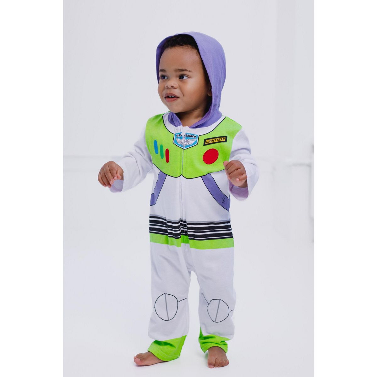 Disney Toy Story Buzz Lightyear Baby Boys' Cosplay Hooded One Piece Infant - thumbnail 2