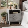 Set of 2 Fluted Wood Tall Nightstands w/ Charging Station - 2 Drawers + Shelf, Outlets & Feet for Bedroom, Living Room End Tables - 2 of 4