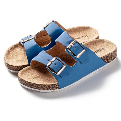 Roxoni Girls Comfort Sandals Double Buckle Adjustable Slip on Summer Slides Soft Footbed