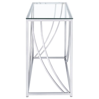 Contemporary Silver Metal and Glass Rectangular Console Table