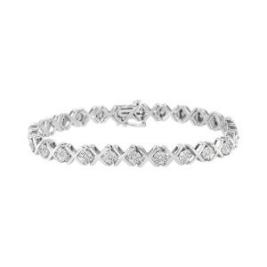 Haus of Brilliance Silver 1/4 Cttw Miracle Set Diamond "X" Link Bracelet - 1 of 4