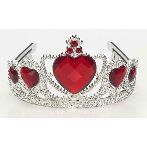 Princess Ruby Heart Tiara Gem Crown Headband Queen Adult Child Silver Costume 