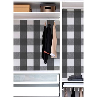 Charcoal and White Plaid Self-Adhesive Wallpaper Roll
