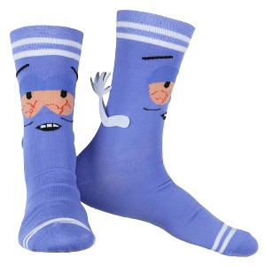 South Park Towelie Character with 3D Arms Adult Mid-Calf Crew Socks 1 Pair Fits Shoe Size 8-12 Purple - 1 of 4