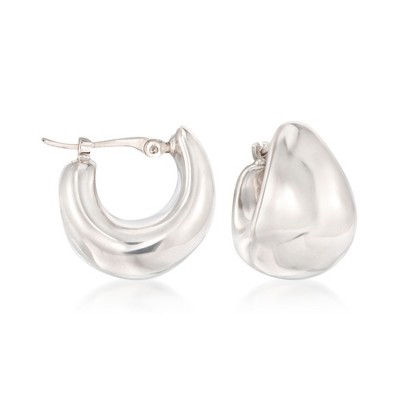 Ross-Simons 14kt White Gold Puffed Dome Hoop Earrings