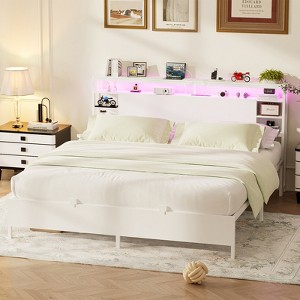 Aheaplus Bed Frame with Charging Station and RGB LED Lights - 1 of 4