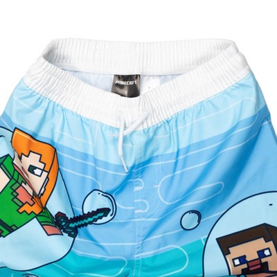Minecraft Alex Steve Big Boys Rash Guard and Swim Trunks Outfit Set Blue 8 — фото 8