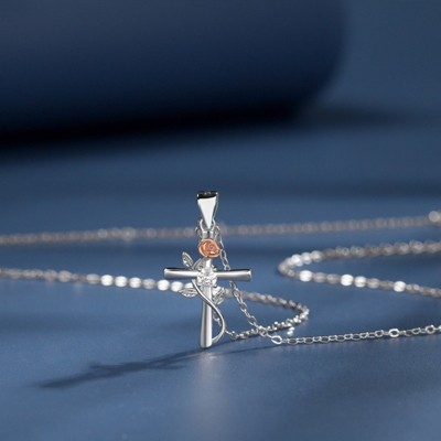 BEAFUP Sterling Silver Cross Pendant Necklace for Women, Minimalist Choker Chain,Tarnish-Resistant, Perfect for Daily Wear