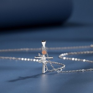 BEAFUP Sterling Silver Cross Pendant Necklace for Women, Minimalist Choker Chain,Tarnish-Resistant, Perfect for Daily Wear - 1 of 4