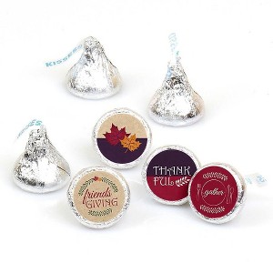Big Dot of Happiness Friends Thanksgiving Feast - Friendsgiving Party Round Candy Sticker Favors - Labels Fits Chocolate Candy (1 Sheet of 108) - 1 of 4