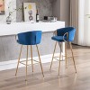 Kumasinova 26"H Chic Bar Stools Counter Height,Set of 2,Luxury Velvet Upholstered Accent Barstools with Golden Chrome Footrest&Base - 2 of 4