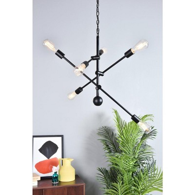 Axel 6-Light Black Steel Pendant with Adjustable Chain