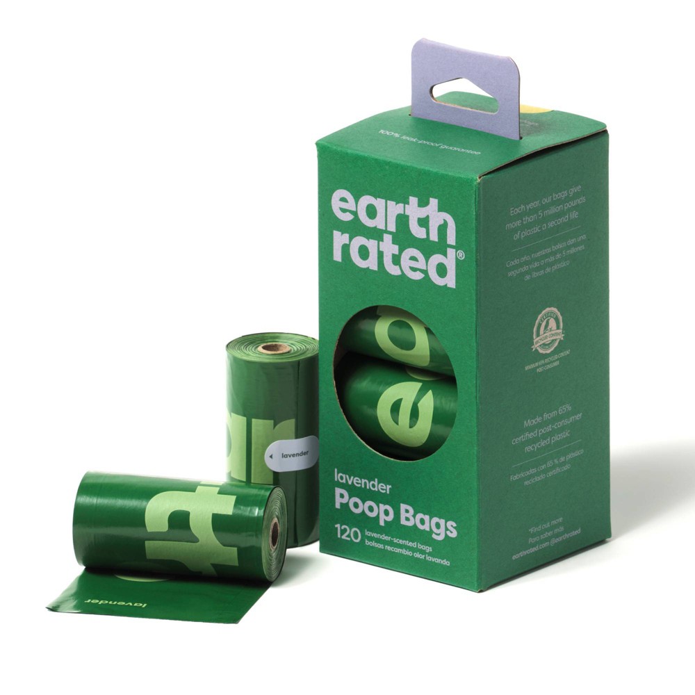 UPC 870856000024 product image for Earth Rated Leak-Proof Dog Poop Bags - Lavender Scent - 120 Bags, 6 Rolls | upcitemdb.com