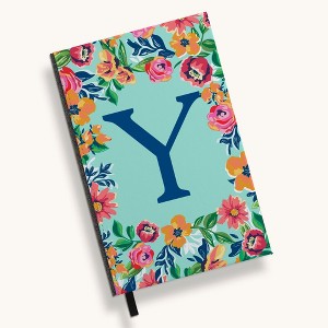 Personalization Mall Flowery Initial Journal, Blue Aqua - 1 of 4