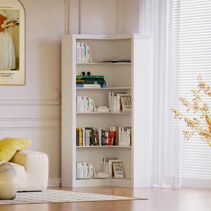 Corner Bookshelf 74.2in Bookcase Large Bookshelf Wood Bookcase Tall 5 Tier Corner Shelf L Shaped Bookshelfs Storage Display Rack Living Room Bedroom - 1 of 4