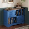 Record Player Stand, 39in Large Farmhouse Wood Vinyl Storage Cabinet Holds Up to 450 Albums with Barn Doors - 3 of 4