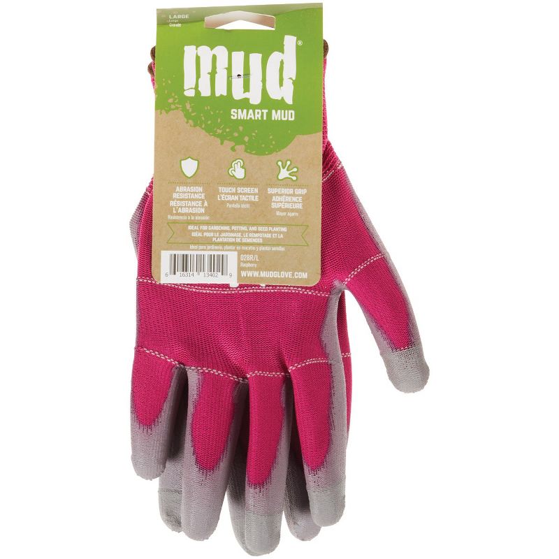 Mud Gloves Smart  Women's Large Polyester Raspberry Garden Glove 028R/L, 2 of 3