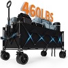 Collapsible Utility Wagon Cart with All Terrain Wheels, Heavy Duty Foldable Beach Wagon, 460 Lb Capacity, 350 L, Portable Shopping Cart - 2 of 4