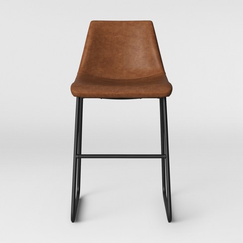 Faux Leather And Metal Bar Stool
