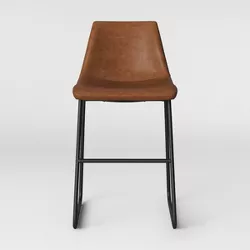 Bowden Upholstered Molded Faux Leather Counter Height Barstool Caramel - Project 62™