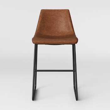 Bowden Upholstered Molded Faux Leather Counter Height Barstool Caramel - Project 62™