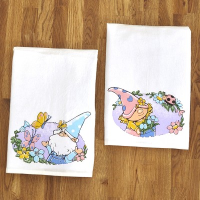 Lakeside Spring Season Gnome Hand Towels for the Bathroom or Kitchen - Set of 2