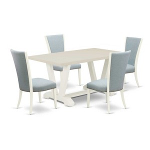 HomeStock 5-Piece Natural Oak Finish Solid Wood Top Dining Table with 4 Parson Chair - 1 of 4