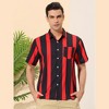 Lars Amadeus Men's Summer Striped Shirts Short Sleeves Button Down Beach Color Block Shirt - 2 of 4