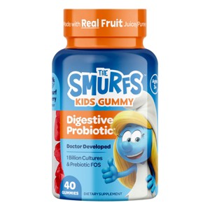 Smurfs Digestive Probiotic Kids Vitamin Gummies, Multivitamin Gummies for Digestive, Gut & Immune Health Support for Kids, Smurfs Berry Flavored, 40ct - 1 of 4