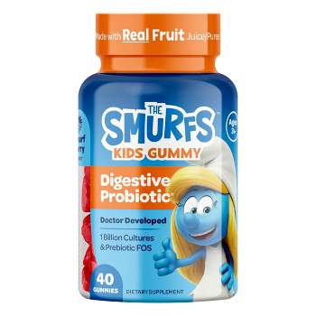 Smurfs Digestive Probiotic Kids Vitamin Gummies, Smurfs Berry Flavored, 40ct