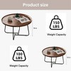 Acekool Nesting Coffee Table Set, 2 Round Tables, Walnut Finish MDF Top with Raised Edge, Interchangeable Metal Legs, Space-Saving Design - 2 of 4