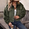 Coolmee Women's Fashion Cropped Shacket Button Down Corduroy Shacket Jackets Casual Long Sleeve Crop Jackets Tops - 3 of 4