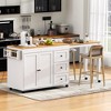 Ridstar 74.8 in. W Kitchen Storage Island with 3 Drawers, Extendable Dining Table & Spice Rack For Kitchen-White - 4 of 4