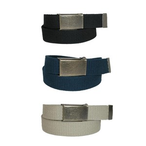 CTM Men's Big & Tall Belt with Flip Top Brass Buckle (Pack of 3) - 1 of 3