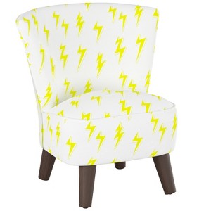 Kids Printed Armless Curved Back Modern Chair Lightning Bolt Yellow with Espresso Legs - Pillowfort