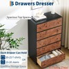 Living Room 5 Drawers Dresser for Bedroom, 46" Tall Wood Chest of Drawers with Metal Handles, Heavy-Duty TV Stand - 3 of 4