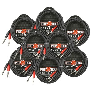 Pig Hog Dual 1/4" Mono (Male) Cable, 10 ft PD-21410 - 8 Units - 1 of 2