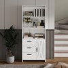71" Tall Bookshelf with Door, 3 Drawers & Open Shelves,6-Tier Wooden Storage Cabinet for Home Office, Living Room, Bedroom - 2 of 4