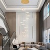 BAOURE 12-Light Modern Gold Led Chandelier Dimmable Lotus Leaf LED Chandelier for High Ceiling, 118in Long Staircase Spiral Pendant Lights for Foyer - 4 of 4