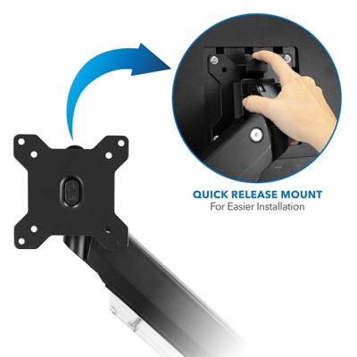 Black Dual Monitor Desk Mount with USB Ports and Adjustable Arms