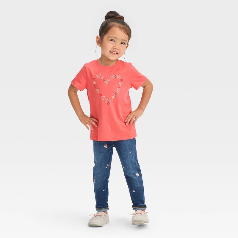 Toddler 'Heart of Hearts' Short Sleeve T-Shirt - Cat & Jack™ Peach Orange, 4 of 7