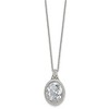 Chisel Stainless Steel Brushed and Polished Crystal Oval Pendant on an 18" Cable Chain Necklace - 2 of 4