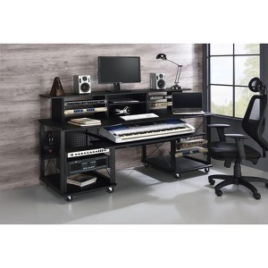 NicBex Home Office Desk 72" W Morden Music Desk with Storage Compartments, Keyboard Tray, Hooks and Wooden Desktop for Study and Work - 1 of 4